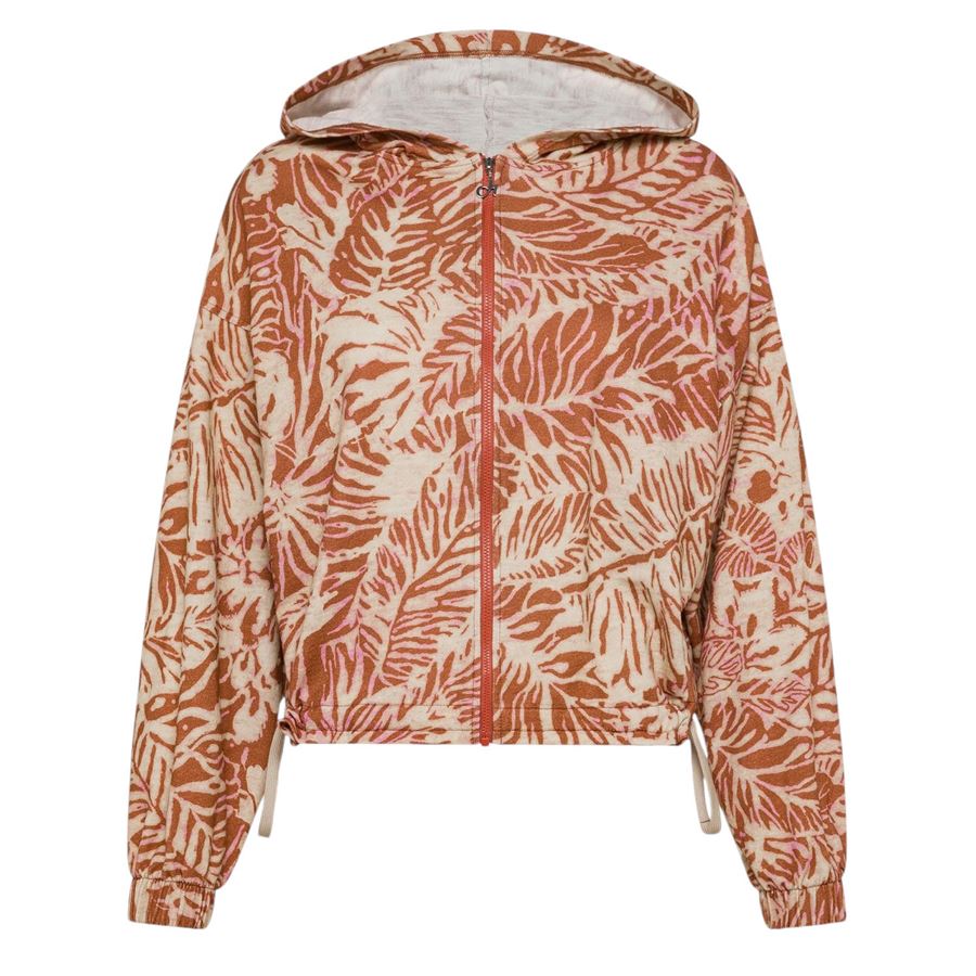 Felpa fiammata stampa 'foglie' con zip da donna Deha | D2242037704